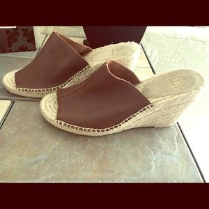 Gap leather wedge espadrille mule slides